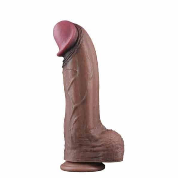 Çift Katmanlı 33 cm Büyük Siyahi Dildo Penis