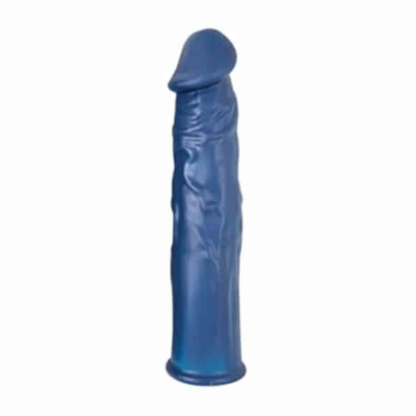 Damarlı 19 cm Dolgulu Mavi Penis Kılıfı