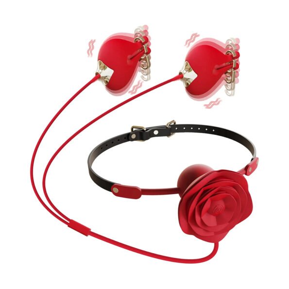 Göğüs Ucu Kıskacı ve Ağız Topu Vibratörlü Fetiş Set